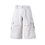 Solid Cargo Wide-Leg Cropped Pants