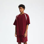 Camiseta de cuello en V con diseño de bloques de colores de alto rendimiento, 250 g/m²