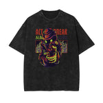Streetwear Stone Wash Cartoon Pattern Tee