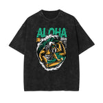 Streetwear Stone Wash Cartoon Pattern Tee