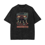Streetwear Stone Wash Cartoon Pattern Tee