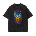Streetwear Stone Wash Cartoon Pattern Tee