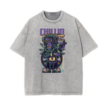 Streetwear Faded Cartoon Pattern Tee