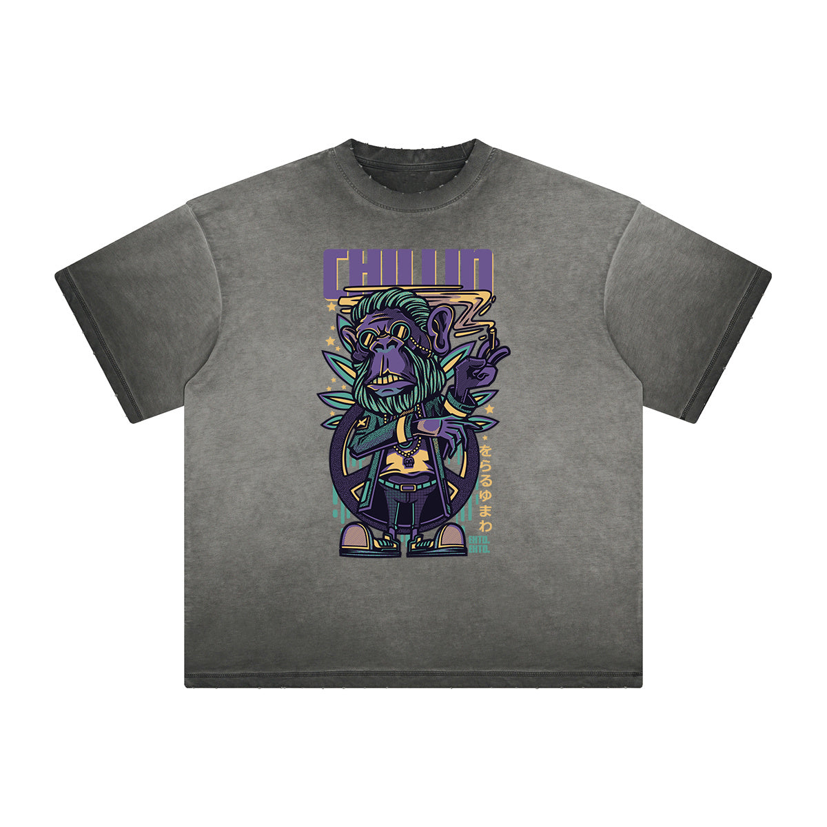 Distressed Streetwear Cartoon Graphic Tee