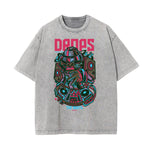 Punk Stone Wash Monster Pattern Tee