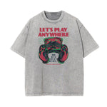 Stone Wash Humorous Cartoon Design Tee