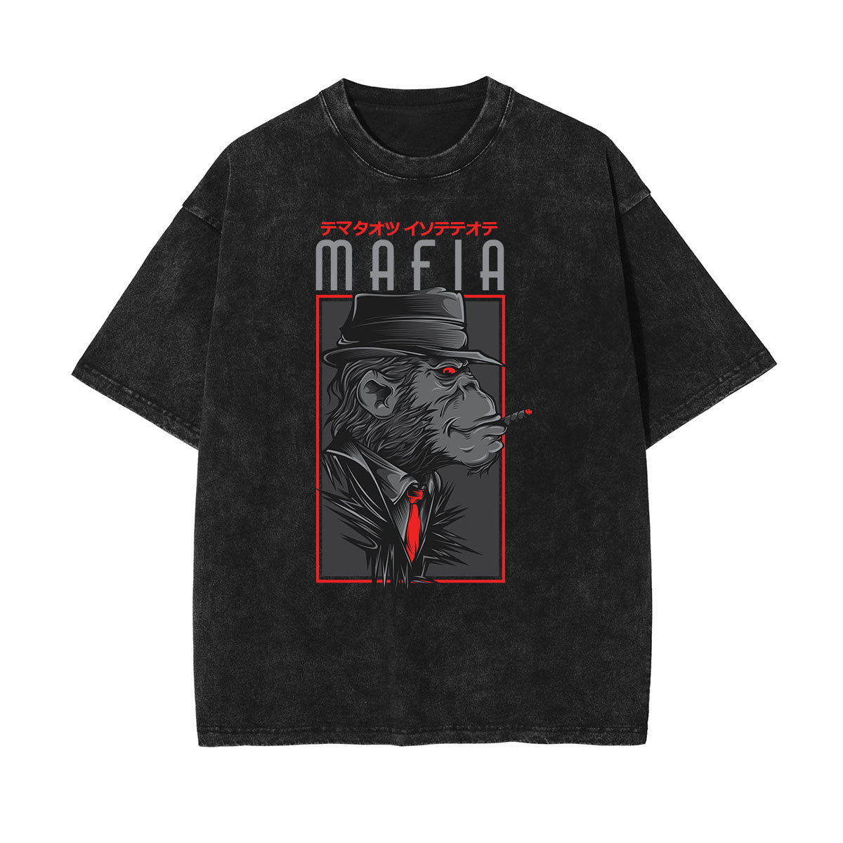 Faded Humorous Cartoon Pattern T Shirt
