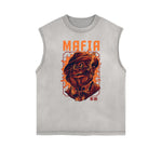 Sleeveless Humorous Cartoon Pattern Tee