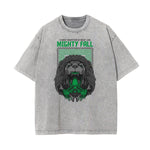 Stone Wash Humorous Cartoon Design Tee