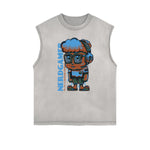 Sleeveless Humorous Cartoon Pattern Tee