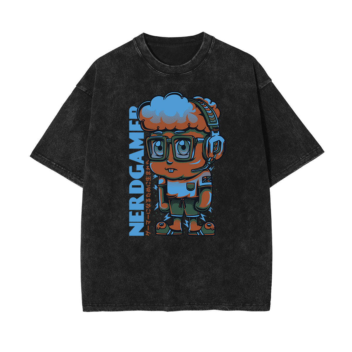Faded Humorous Cartoon Pattern T Shirt