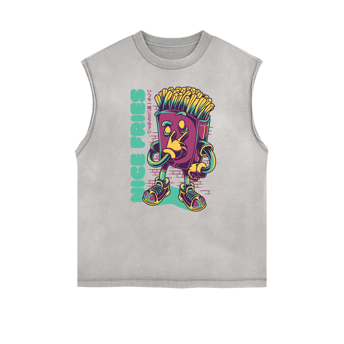 Sleeveless Humorous Cartoon Pattern Tee