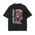 Faded Humorous Cartoon Pattern T Shirt