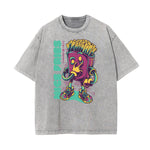 Stone Wash Humorous Cartoon Design Tee
