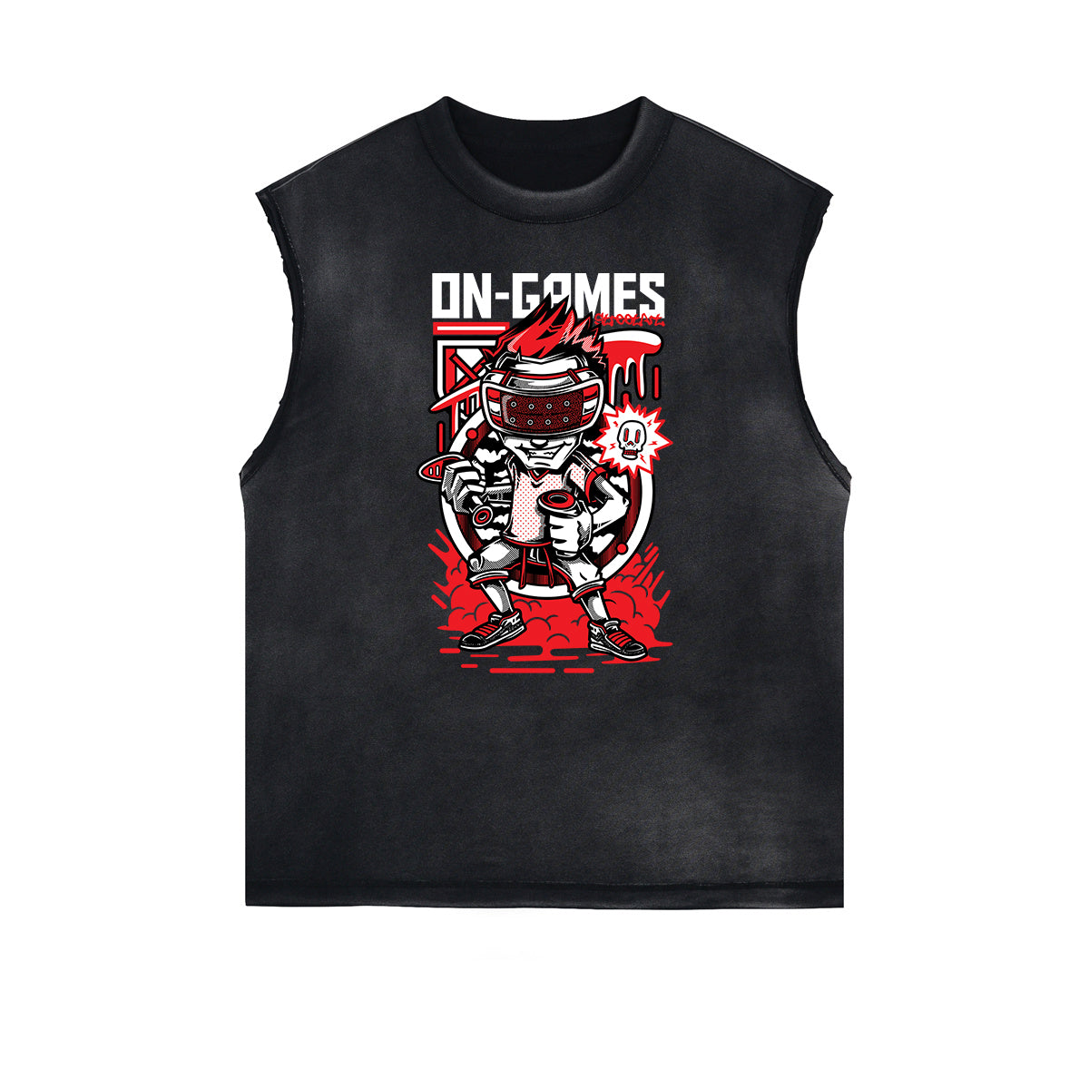 Sleeveless Punk Cartoon Pattern Tee