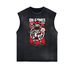 Sleeveless Punk Cartoon Pattern Tee