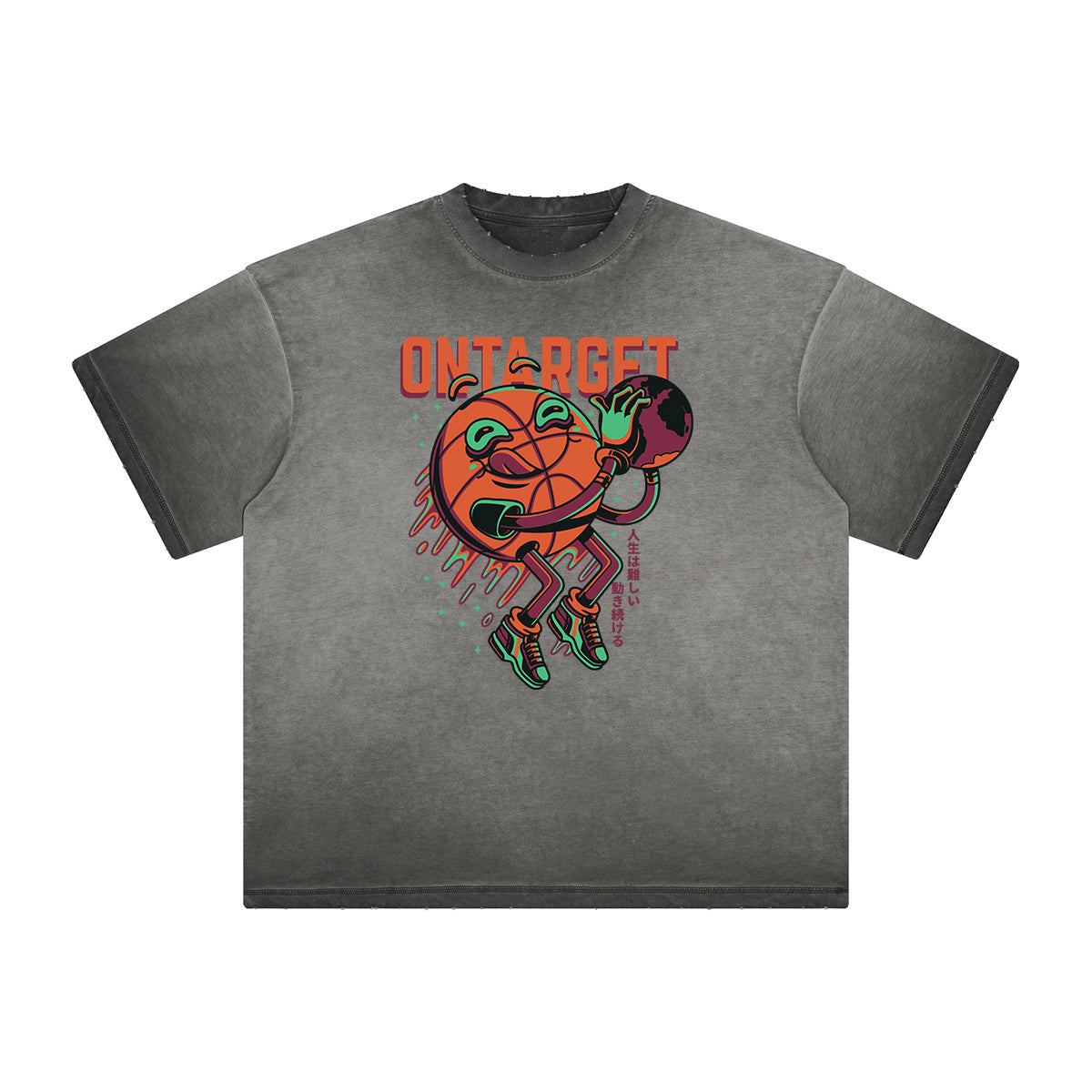 Thick Faded Punk Cartoon Pattern Tee