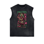 Sleeveless Punk Cartoon Pattern Tee