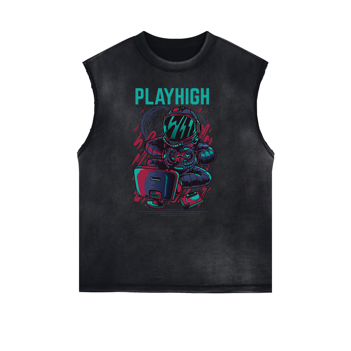 Sleeveless Punk Cartoon Pattern Tee