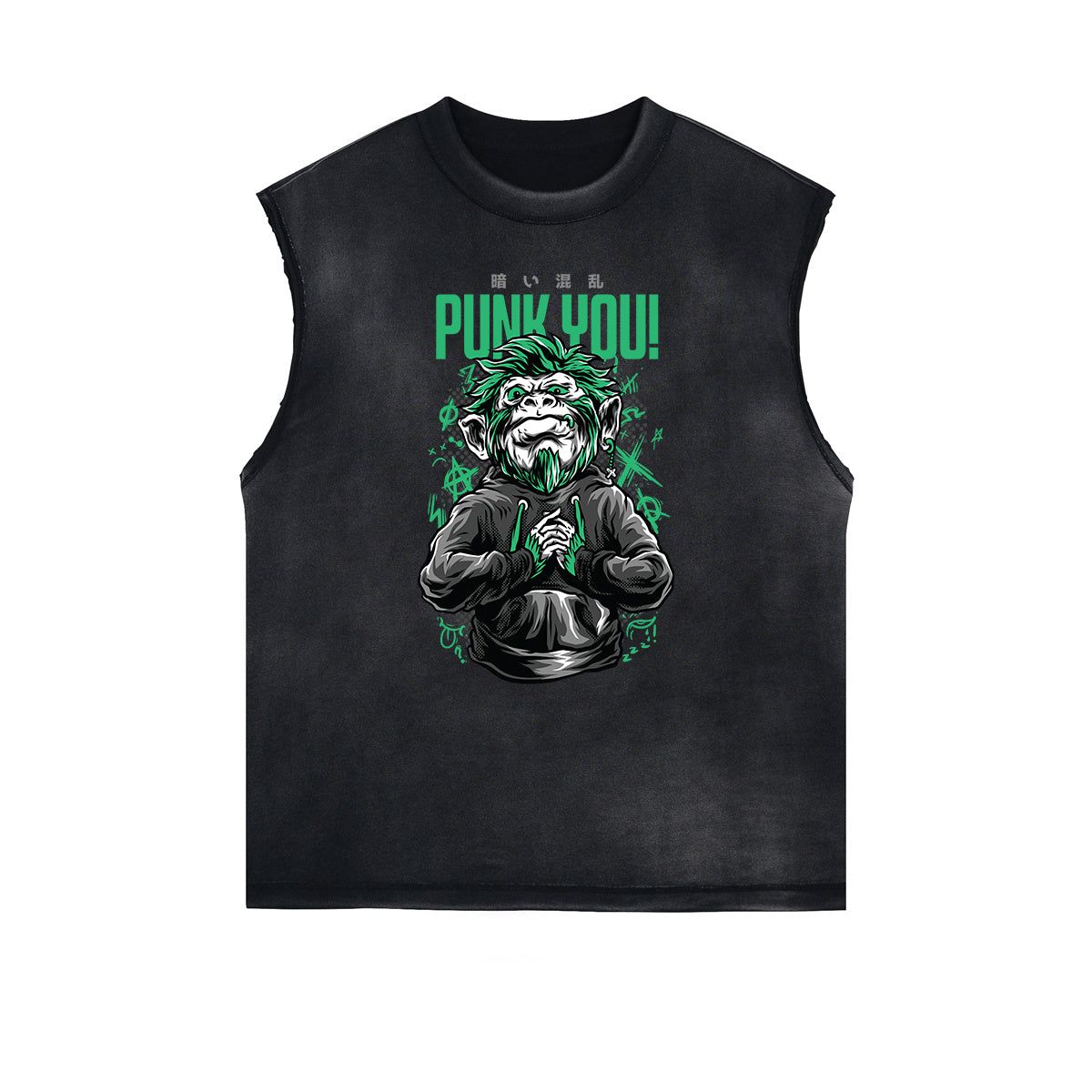 Sleeveless Punk Cartoon Pattern Tee