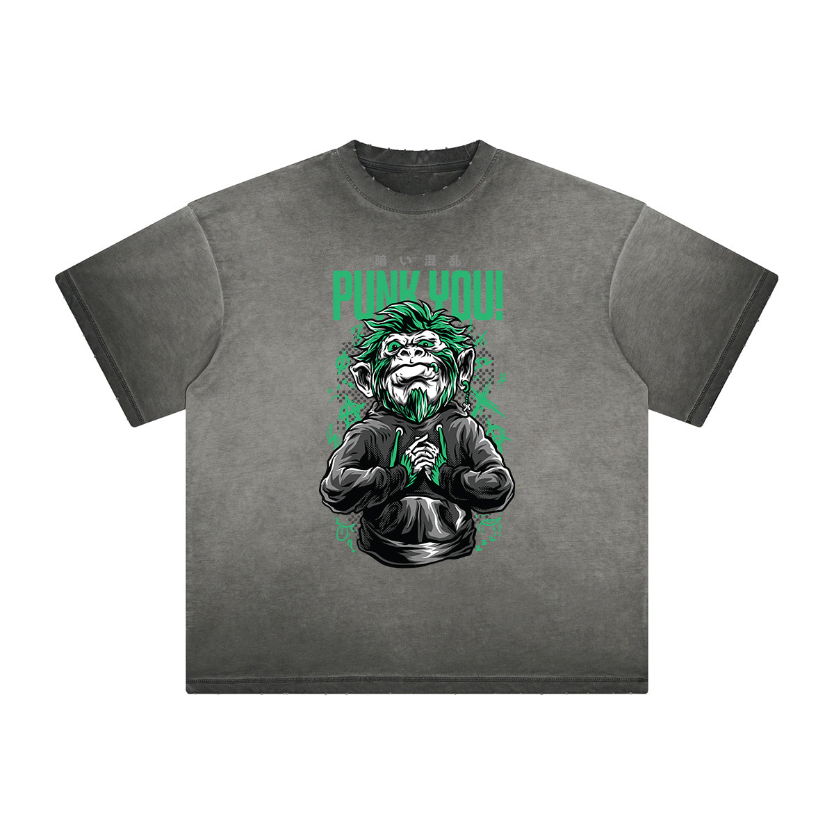 Thick Faded Punk Cartoon Pattern Tee