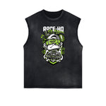 Sleeveless Punk Cartoon Pattern Tee