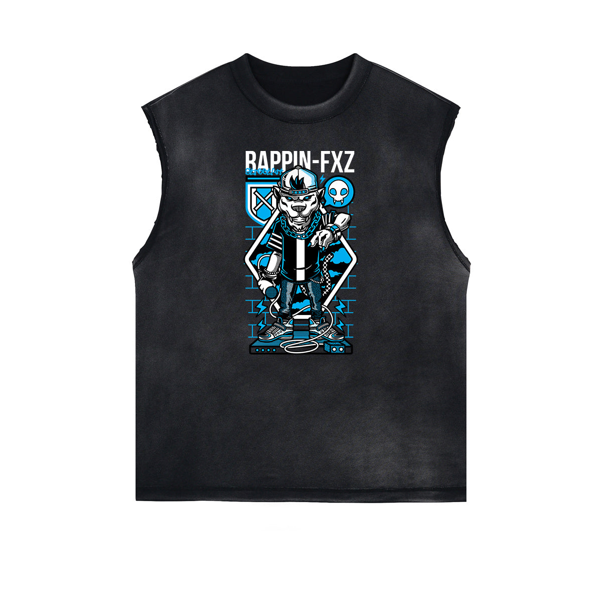 Sleeveless Punk Cartoon Pattern Tee