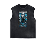 Sleeveless Punk Cartoon Pattern Tee