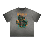 Thick Faded Punk Cartoon Pattern Tee