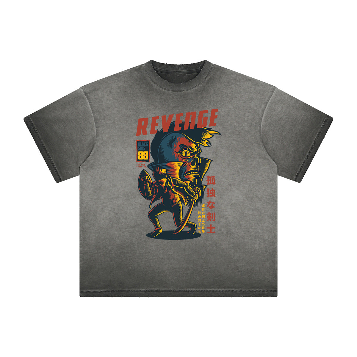 Thick Faded Punk Cartoon Pattern Tee