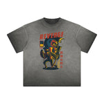 Thick Faded Punk Cartoon Pattern Tee