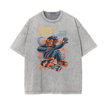 Cartoon Abstract Stone Wash Graphic Tee