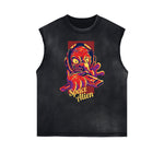 Cartoon Abstract Pattern Sleeveless Tee