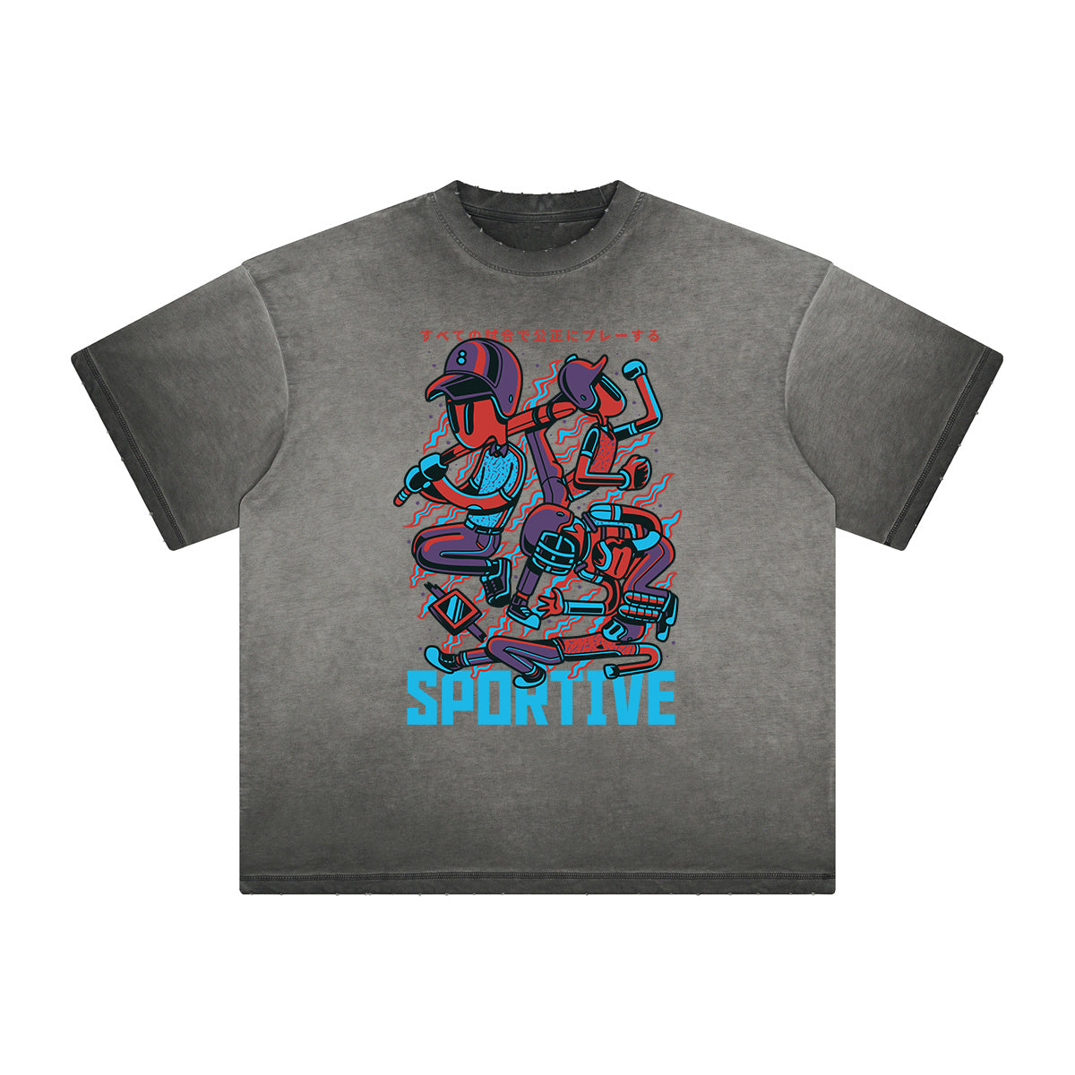 Cartoon Abstract Vintage Frayed Graphic Tee