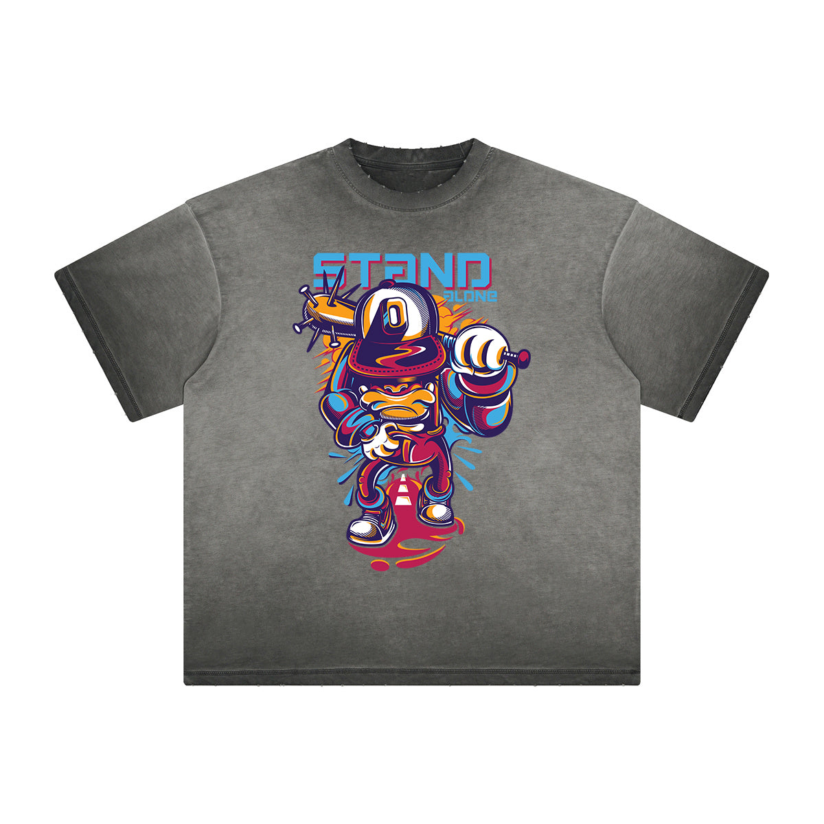 Retro Cartoon Thick Faded Pattern Tee
