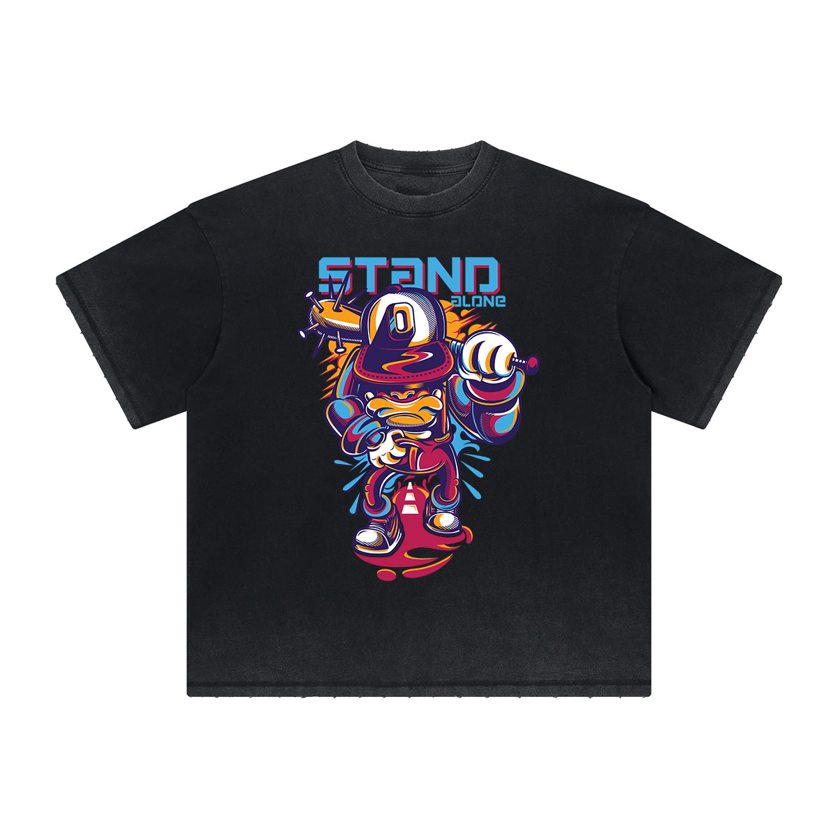 Retro Cartoon Vintage Frayed Graphic Tee