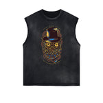 Retro Cartoon Pattern Sleeveless Tee