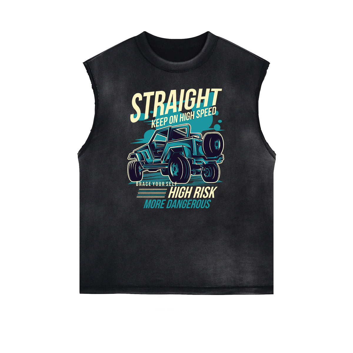 Retro Cartoon Pattern Sleeveless Tee