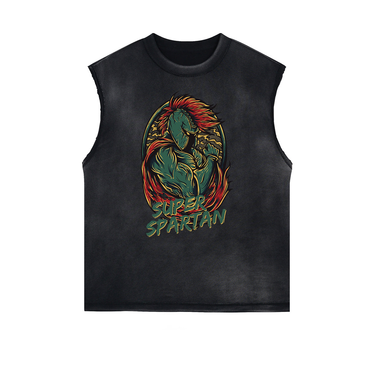 Retro Cartoon Pattern Sleeveless Tee