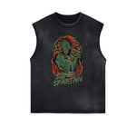 Retro Cartoon Pattern Sleeveless Tee