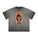 Retro Cartoon Thick Faded Pattern Tee