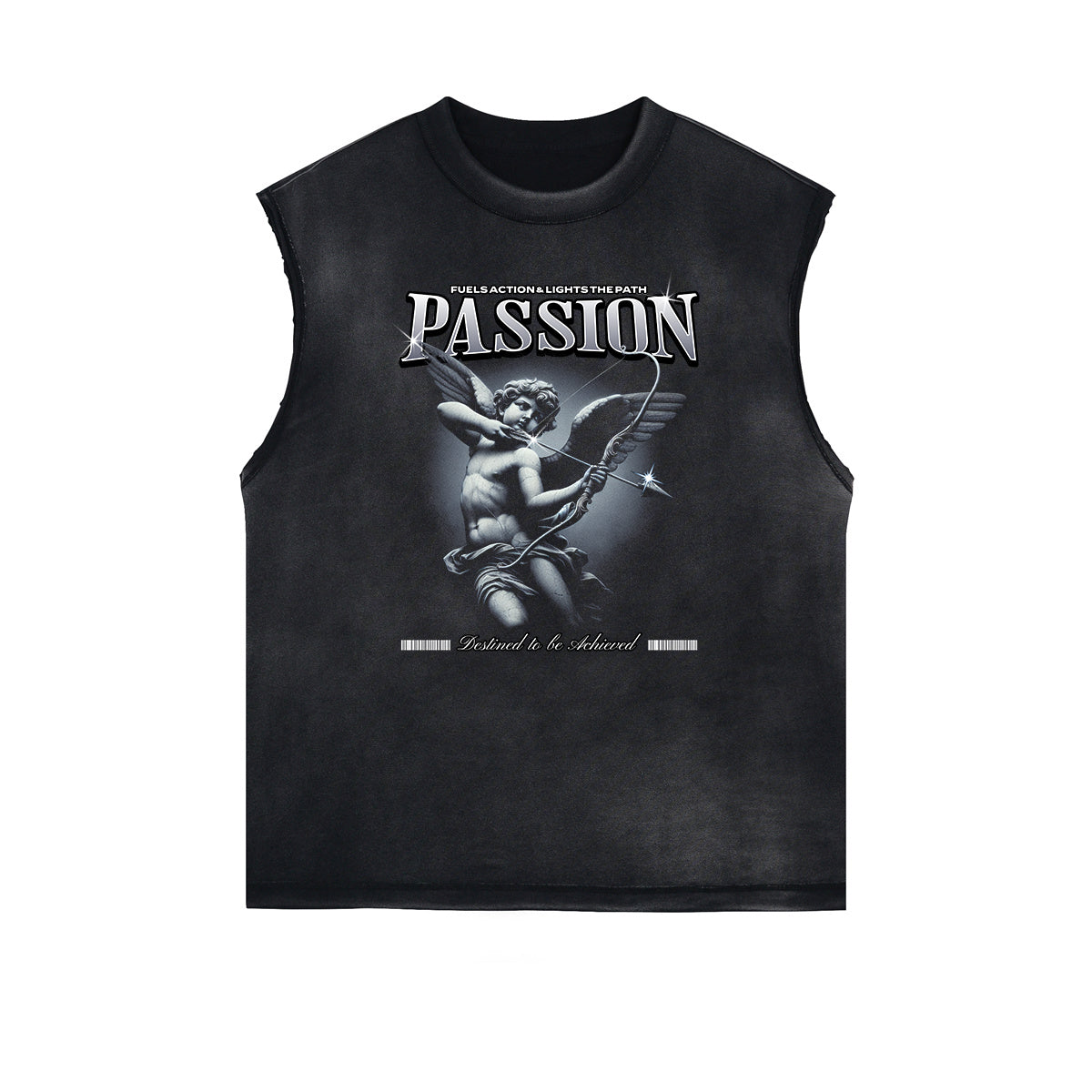 Stone Wash Cupid Angel Graphic Sleeveless Tee