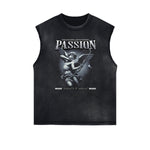 Stone Wash Cupid Angel Graphic Sleeveless Tee