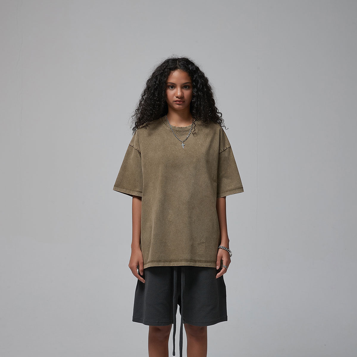 Women's Stone Wash Boxy T Shirt 8oz-INNBLAC Fashion Apparel