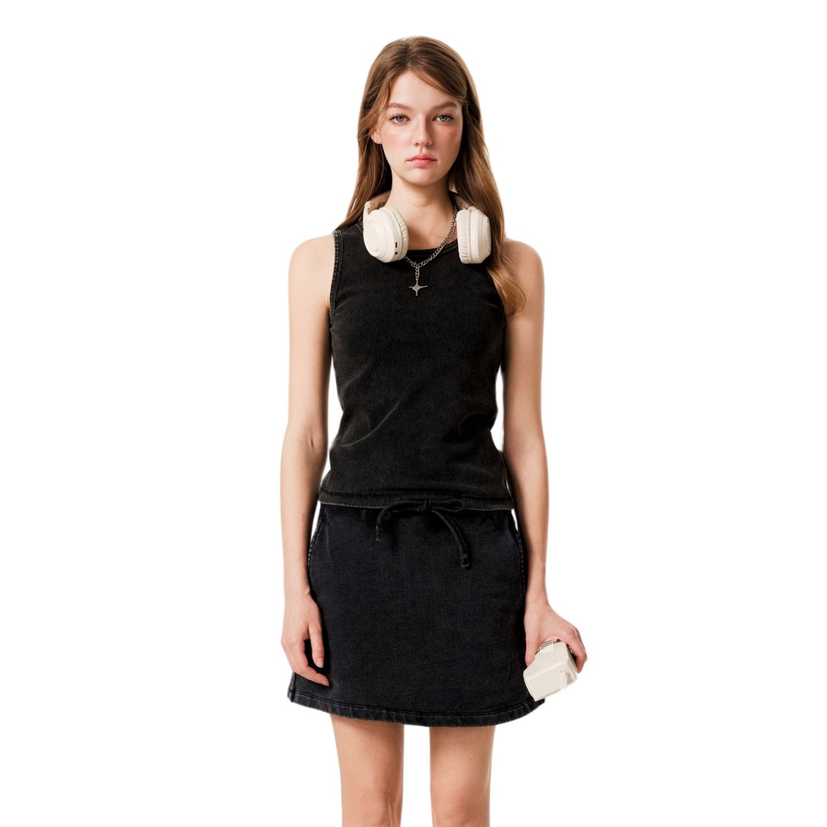 Women's Washed Faded Sleeveless Tee 315gsm