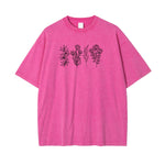 Flower Line Art Pattern Pink T Shirt