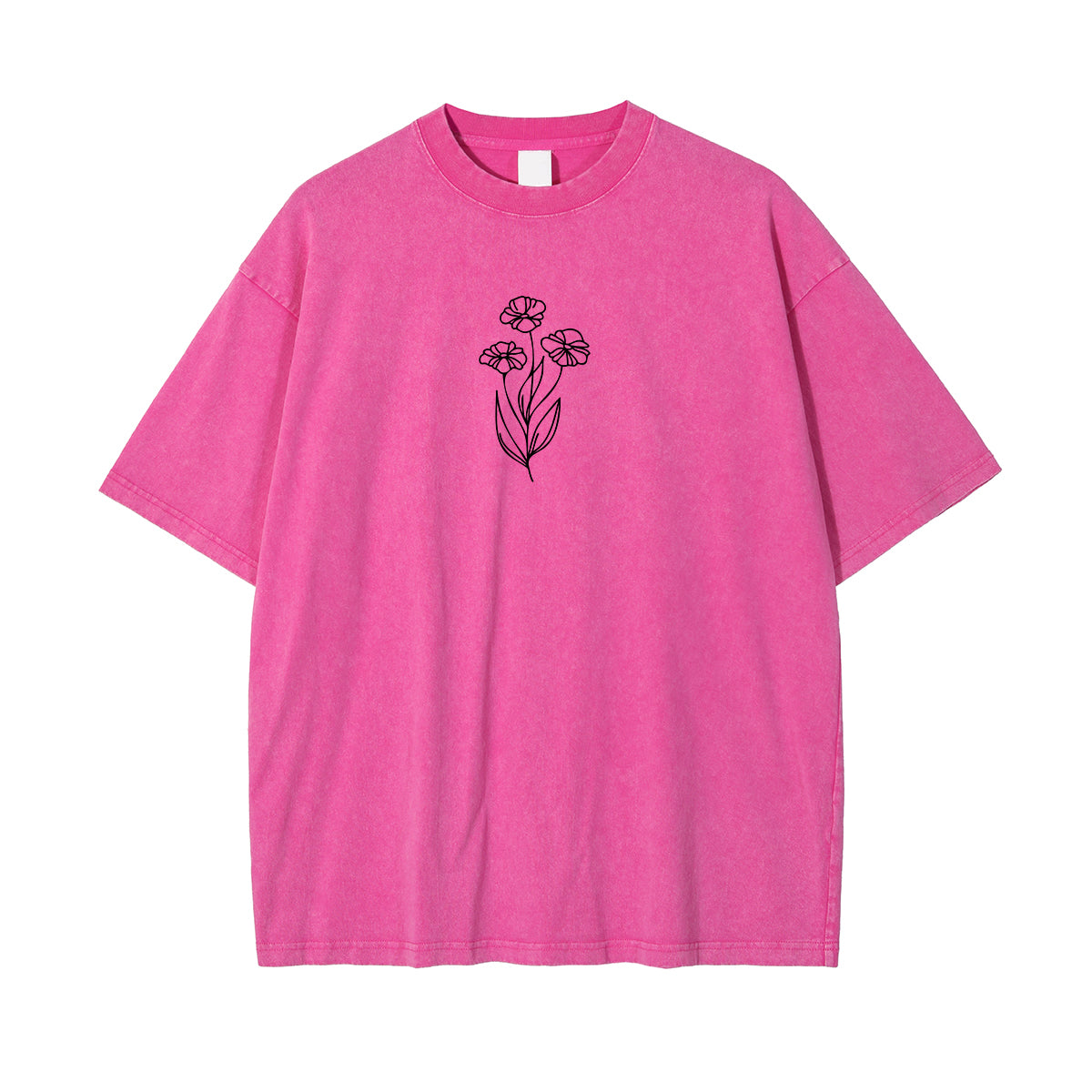 Floral Line Art Drawing Short Sleeve T Shirt