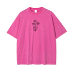 Floral Line Art Drawing Short Sleeve T Shirt