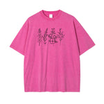 Flower Line Art Pattern Pink T Shirt