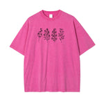Flower Line Art Pink Cotton T Shirt